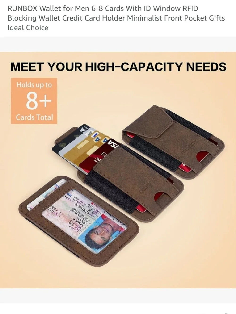 RUNBOX RFID Card ID Holder Wallet in Black Leather
